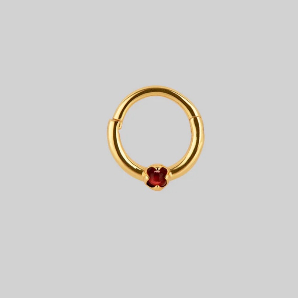 SERAPHINA Garnet Septum Clicker Ring - Gold